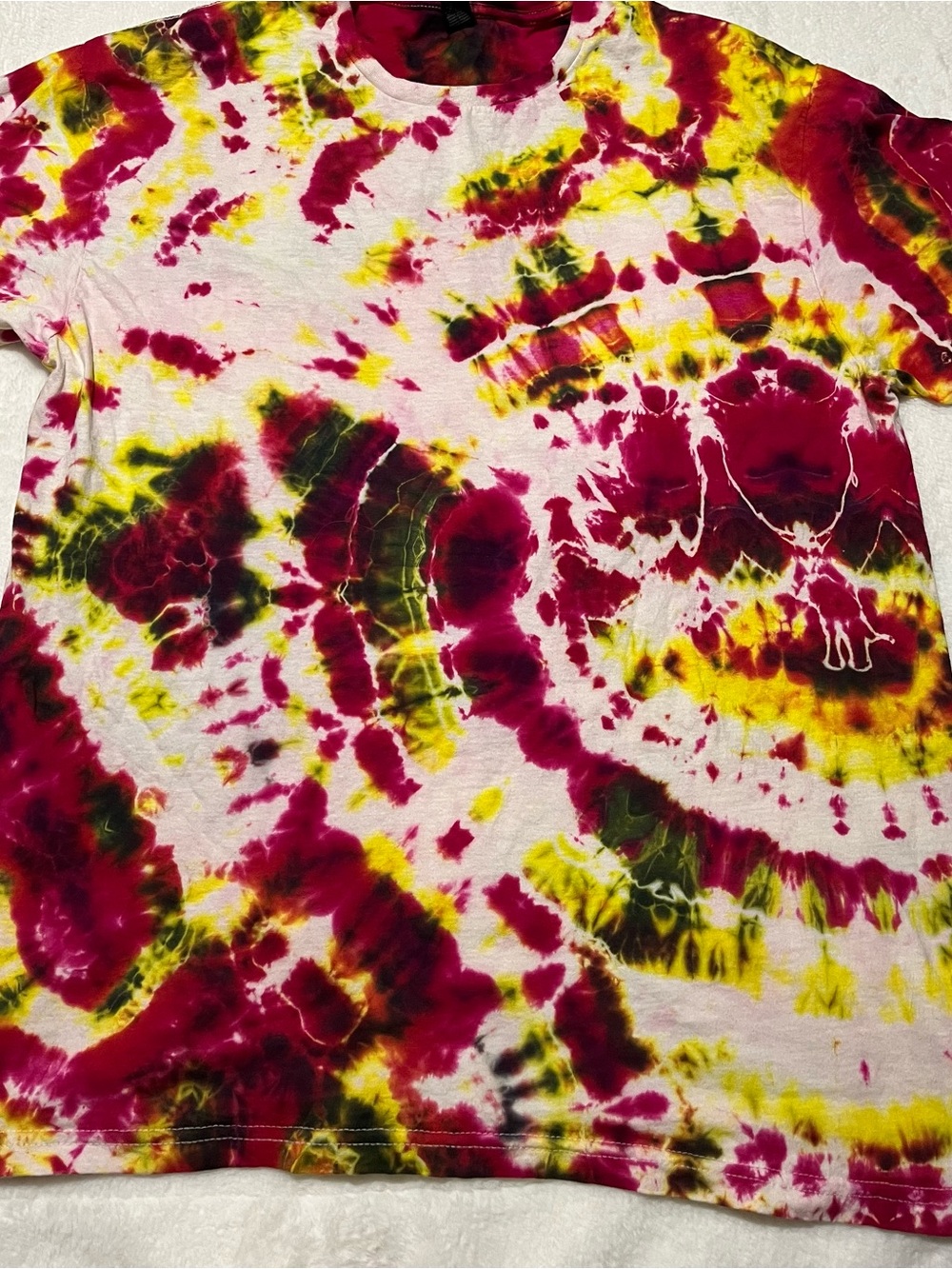 New Gildan Tie-Dye Pocket Tee - Pink, Yellow & Green